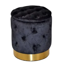 Wohnen Retro Möbel|Hocker*Sitzhocker Truhe in Schwarz Samt - Natalia
