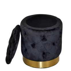 Wohnen Retro Möbel|Hocker*Sitzhocker Truhe in Schwarz Samt - Natalia