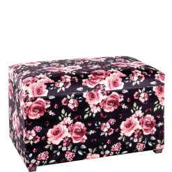 Wohnen Sitztruhe mit Rosen Motiv Samtstoff - Greeks