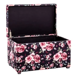 Wohnen Sitztruhe mit Rosen Motiv Samtstoff - Greeks