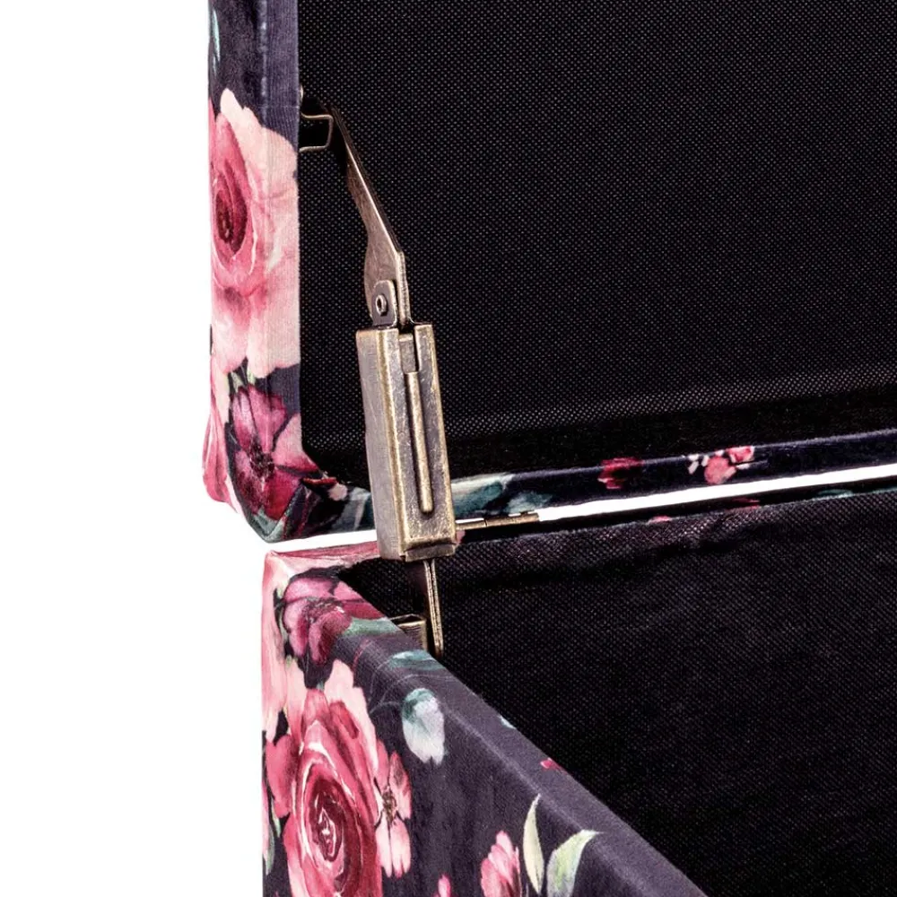 Wohnen Sitztruhe mit Rosen Motiv Samtstoff - Greeks