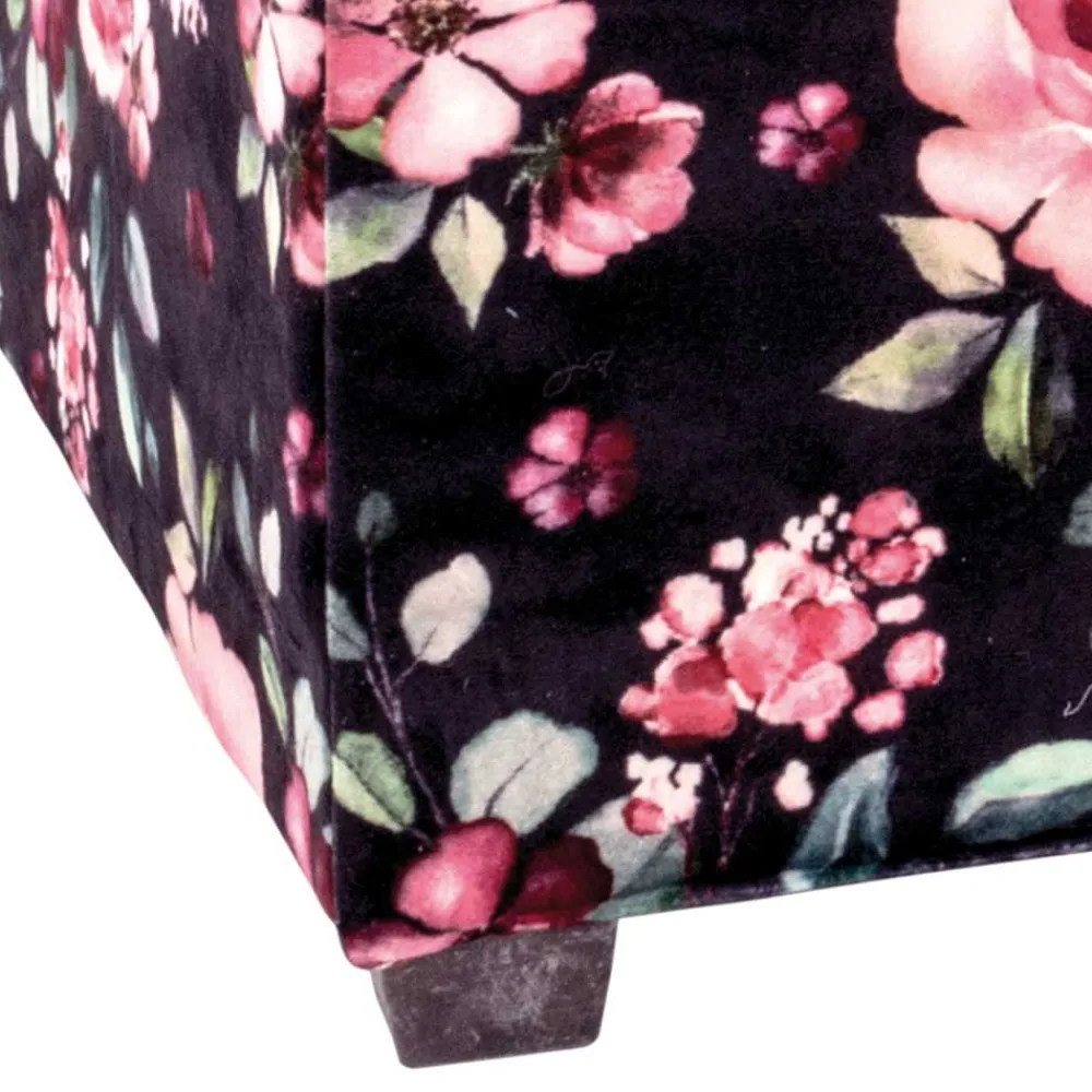 Wohnen Sitztruhe mit Rosen Motiv Samtstoff - Greeks