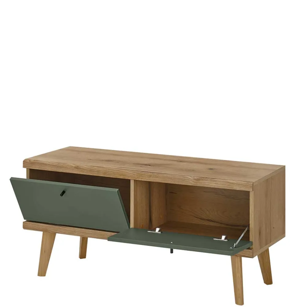 Wohnen Skandi Anbauwand-Möbel in Graugrün - Oliva (vierteilig)