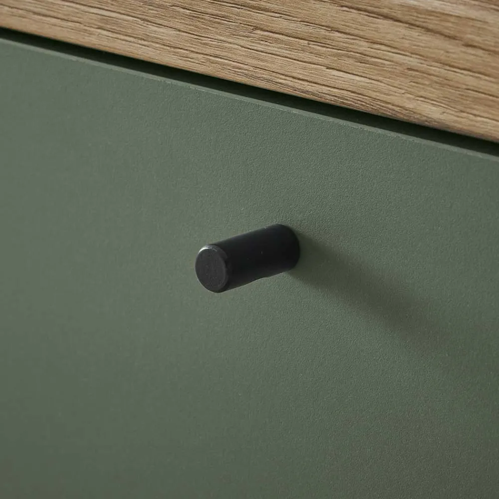 Wohnen Skandi Anbauwand-Möbel in Graugrün - Oliva (vierteilig)