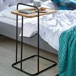 Wohnen Telefontische*Skandi Anstelltisch mit Holzplatte Eiche - Noele