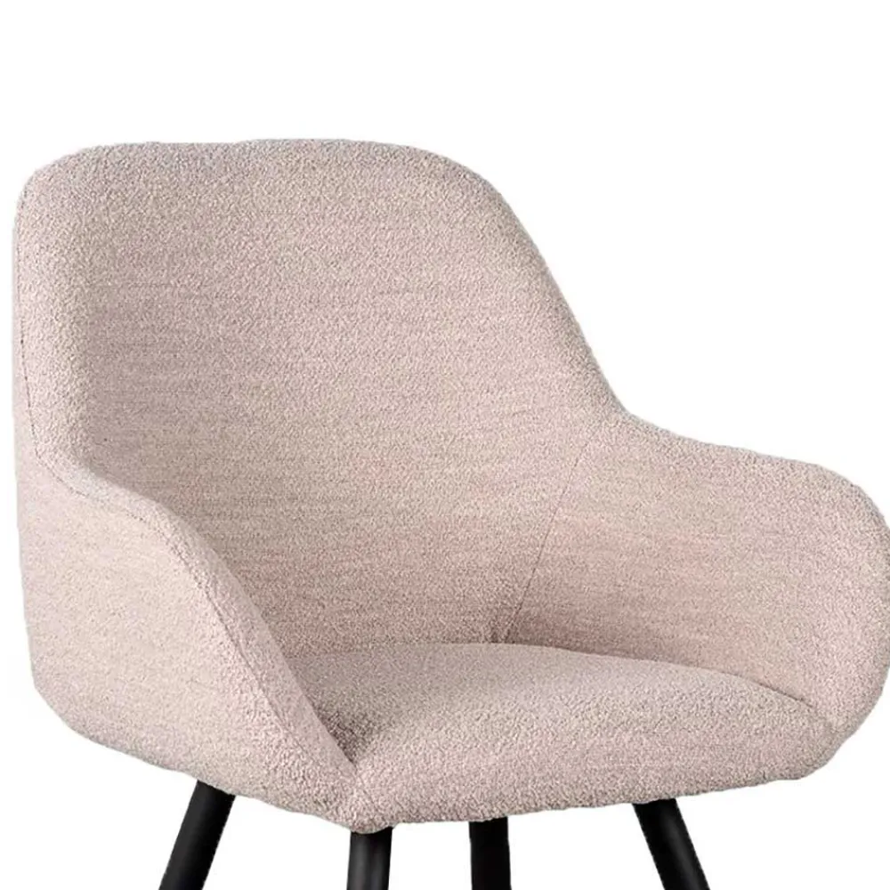 Wohnen Skandi Armlehnenstuhl in Beigegrau Boucle - Olina (2er Set)