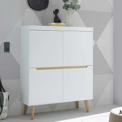 Wohnen Skandinavische Möbel|Sideboards & Kommoden*Skandi Design Highboard in Weiß und Eiche - Ginko