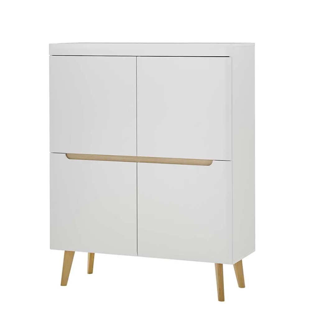 Wohnen Skandinavische Möbel|Sideboards & Kommoden*Skandi Design Highboard in Weiß und Eiche - Ginko