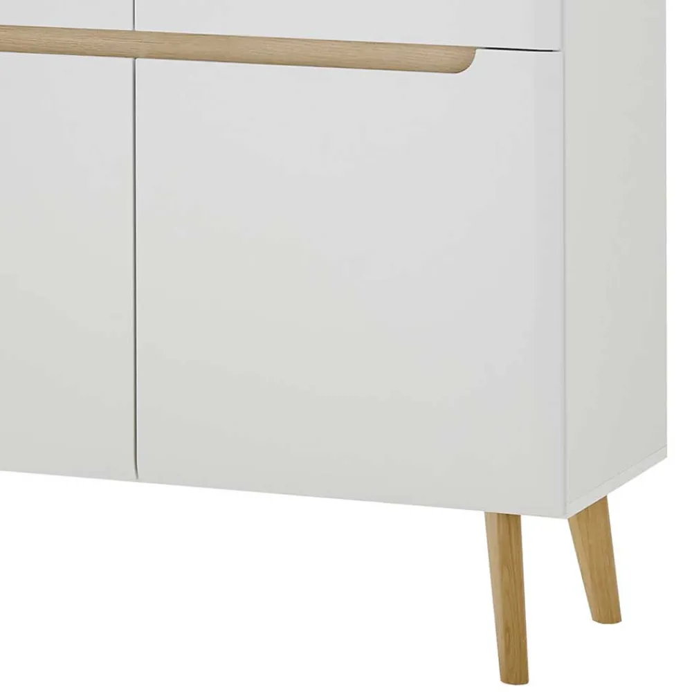 Wohnen Skandinavische Möbel|Sideboards & Kommoden*Skandi Design Highboard in Weiß und Eiche - Ginko