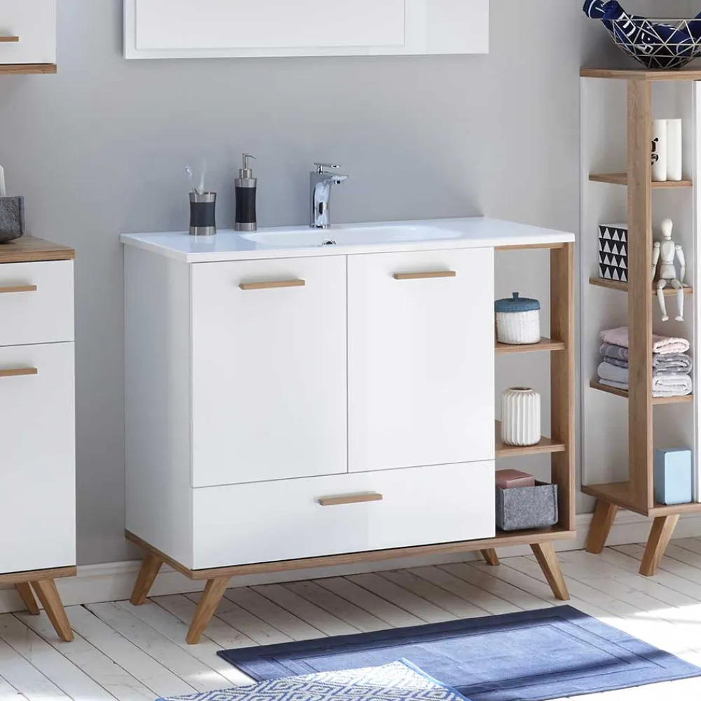 Wohnen Waschtisch|Waschbeckenunterschränke*Skandi Design Waschtisch 101 cm breit - Timur