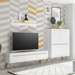 Wohnen Skandi Design Wohnwand Möbel Set - Ginko (dreiteilig)