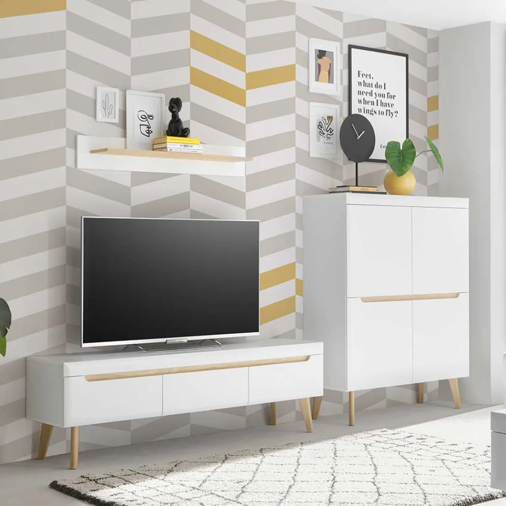 Wohnen Skandi Design Wohnwand Möbel Set - Ginko (dreiteilig)