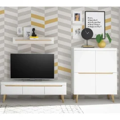 Wohnen Skandi Design Wohnwand Möbel Set - Ginko (dreiteilig)