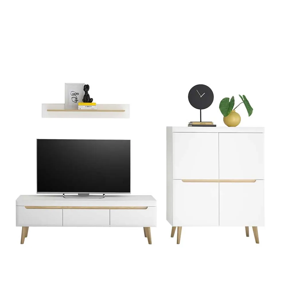 Wohnen Skandi Design Wohnwand Möbel Set - Ginko (dreiteilig)