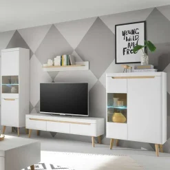 Wohnen Skandi Designmöbel Wohnwand Set - Ginko (vierteilig)