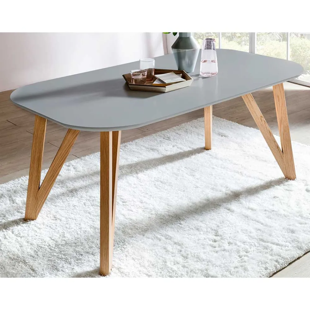 Wohnen Skandinavische Möbel|Küchen-Essgruppen*Skandi Essgruppe mit Samtstühlen - Inizio (siebenteilig)