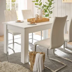 Wohnen Weiße Möbel|Tische*Skandi Esszimmertisch in weißer Holzoptik Pinie - Liancos