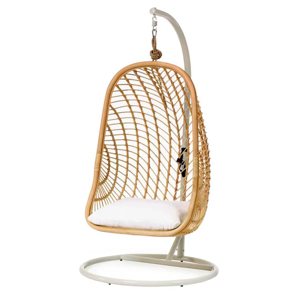 Wohnen Weiße Möbel|Rattanmöbel*Skandi Hängesessel aus Rattan Geflecht - Palencia