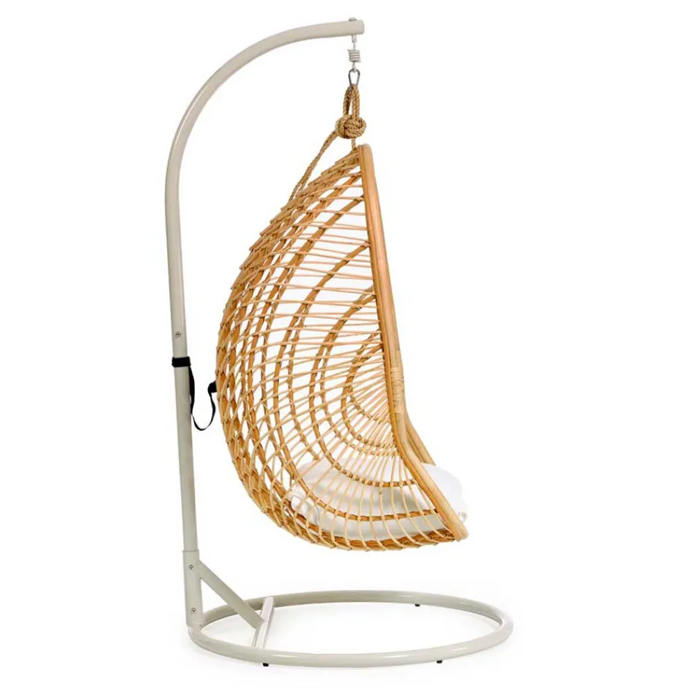 Wohnen Weiße Möbel|Rattanmöbel*Skandi Hängesessel aus Rattan Geflecht - Palencia