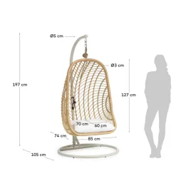Wohnen Weiße Möbel|Rattanmöbel*Skandi Hängesessel aus Rattan Geflecht - Palencia