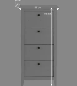 Wohnen Skandi Hochkommode in Weiß lackiert - Astinion