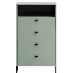 Wohnen Skandi Hochkommode mit vier Schubladen & Fach - Velmarun