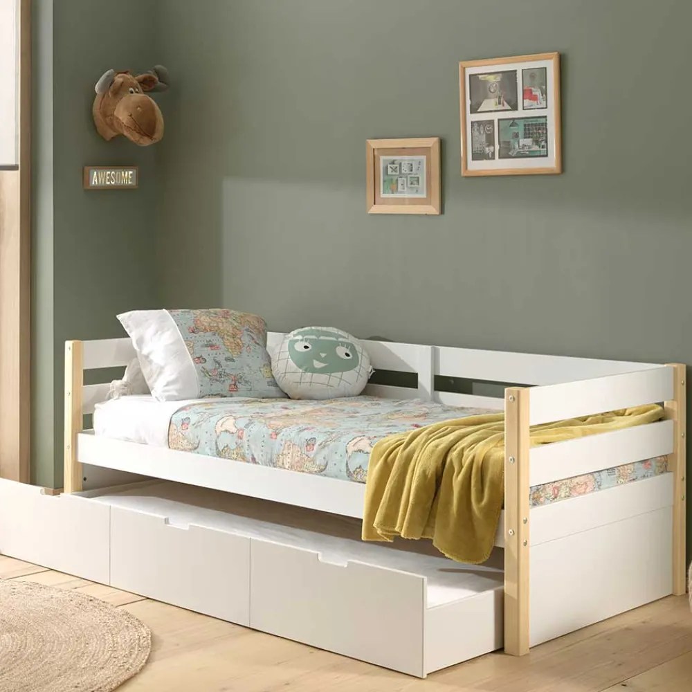 Wohnen Skandinavische Möbel|Weiße Möbel*Skandi Kojenbett in Weiß & Kiefer - Ayfina