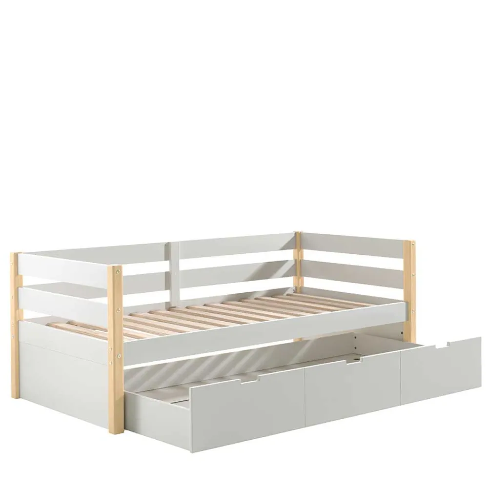 Wohnen Skandinavische Möbel|Weiße Möbel*Skandi Kojenbett in Weiß & Kiefer - Ayfina