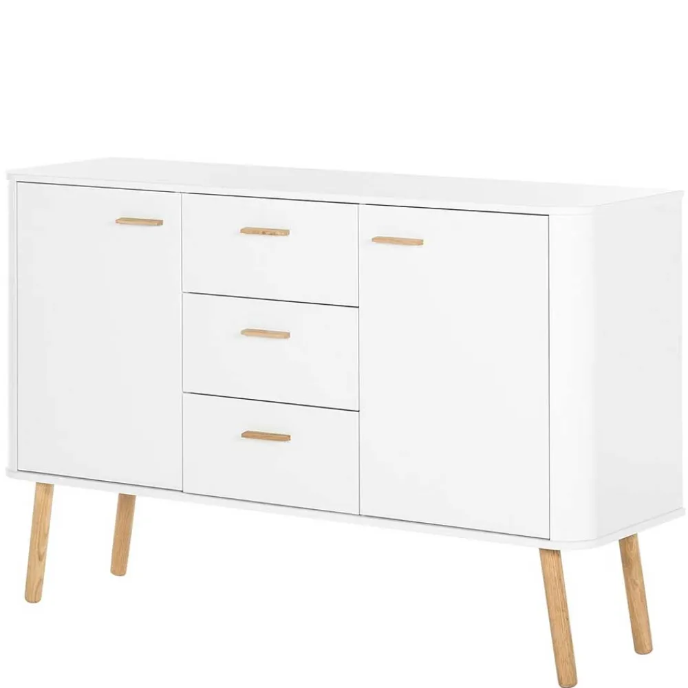 Wohnen Skandi Kommode in Weiß mit Eiche - Gazona