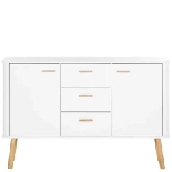 Wohnen Skandi Kommode in Weiß mit Eiche - Gazona
