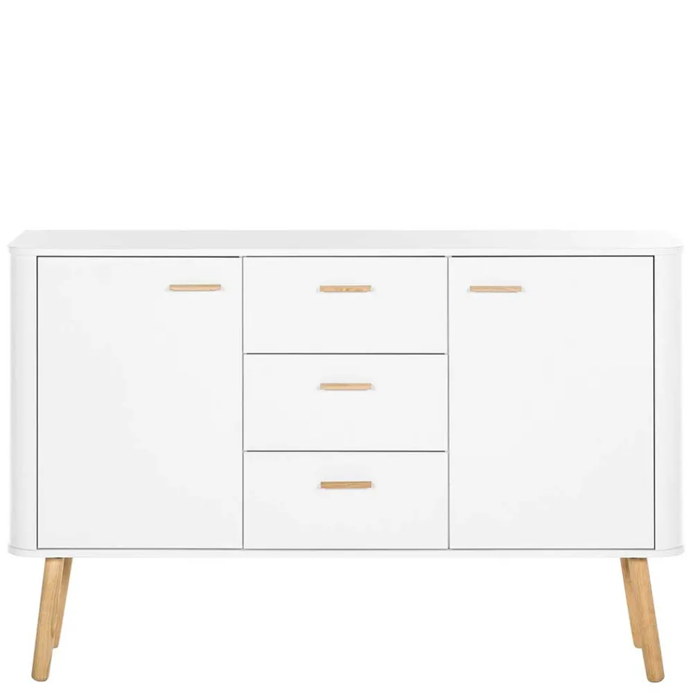 Wohnen Skandi Kommode in Weiß mit Eiche - Gazona
