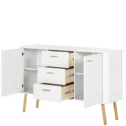 Wohnen Skandi Kommode in Weiß mit Eiche - Gazona