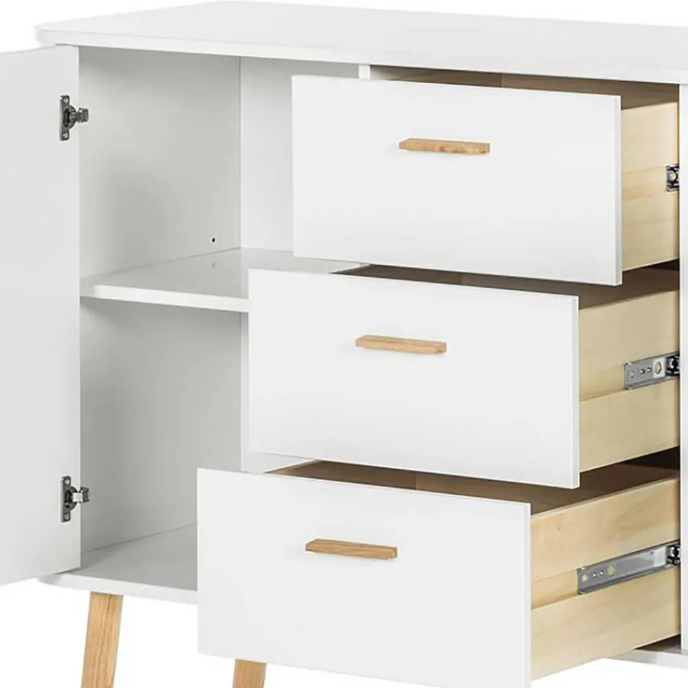 Wohnen Skandi Kommode in Weiß mit Eiche - Gazona