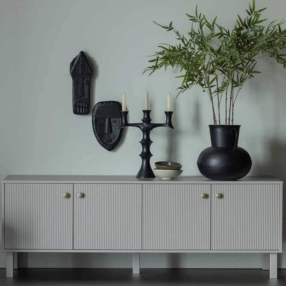 Wohnen Skandi Lowboard 4-türig in Grau - Huvina