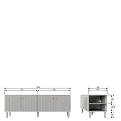 Wohnen Skandi Lowboard 4-türig in Grau - Huvina