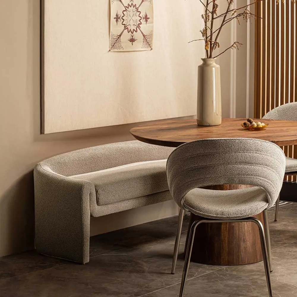 Wohnen Skandi Polsterbank in Beige Strukturstoff - Greta