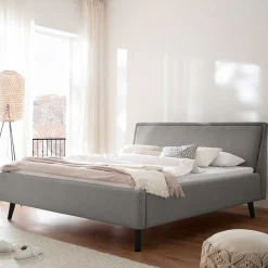 Wohnen Skandi Polsterbett in Hellgrau & Schwarz - Stramo