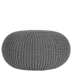Wohnen Skandi Pouf mit dunkelgrauem Strickstoff Bezug - Finaron