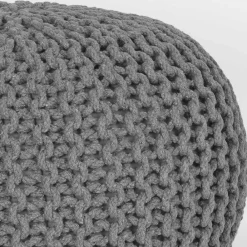 Wohnen Skandi Pouf mit dunkelgrauem Strickstoff Bezug - Finaron
