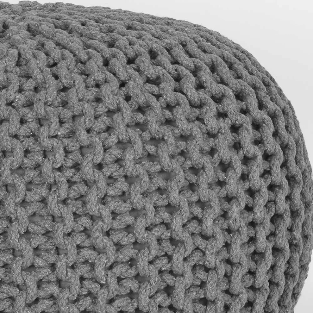 Wohnen Skandi Pouf mit dunkelgrauem Strickstoff Bezug - Finaron