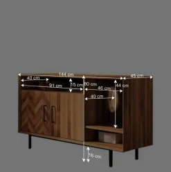 Wohnen Skandi Regal mit zwei Türen & drei Fächern - Kerfa