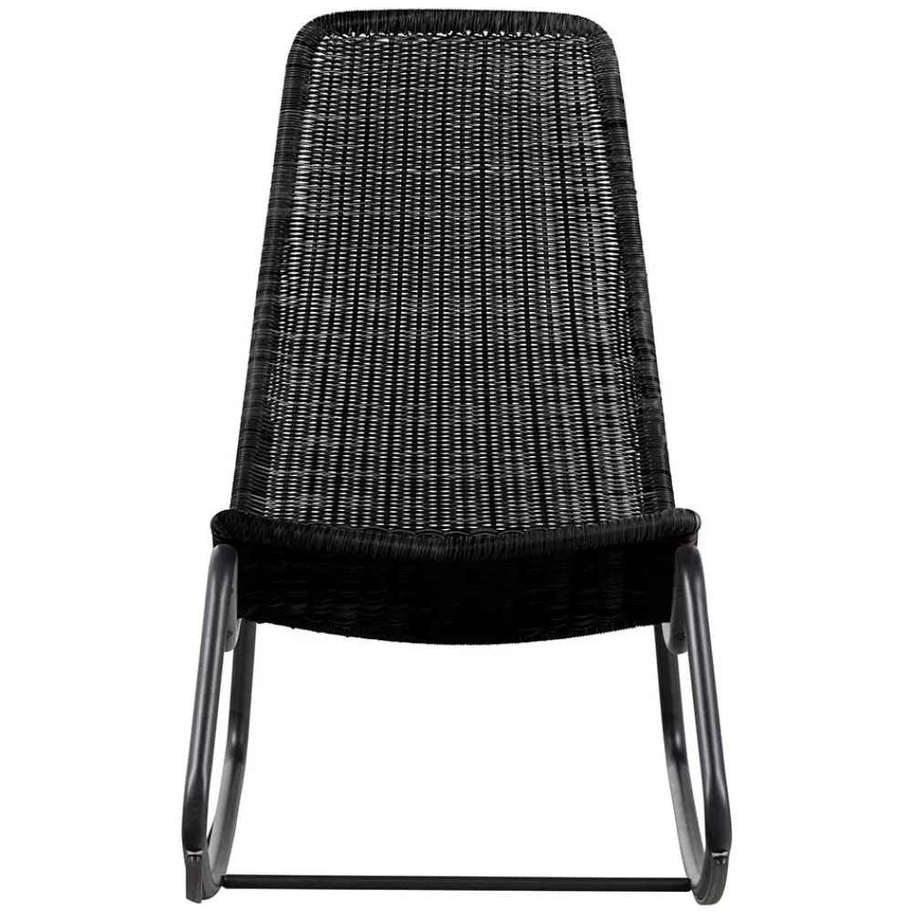 Wohnen Rattanmöbel*Skandi Schaukelstuhl aus Kunstrattan in Schwarz - Vurgos