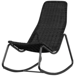 Wohnen Rattanmöbel*Skandi Schaukelstuhl aus Kunstrattan in Schwarz - Vurgos