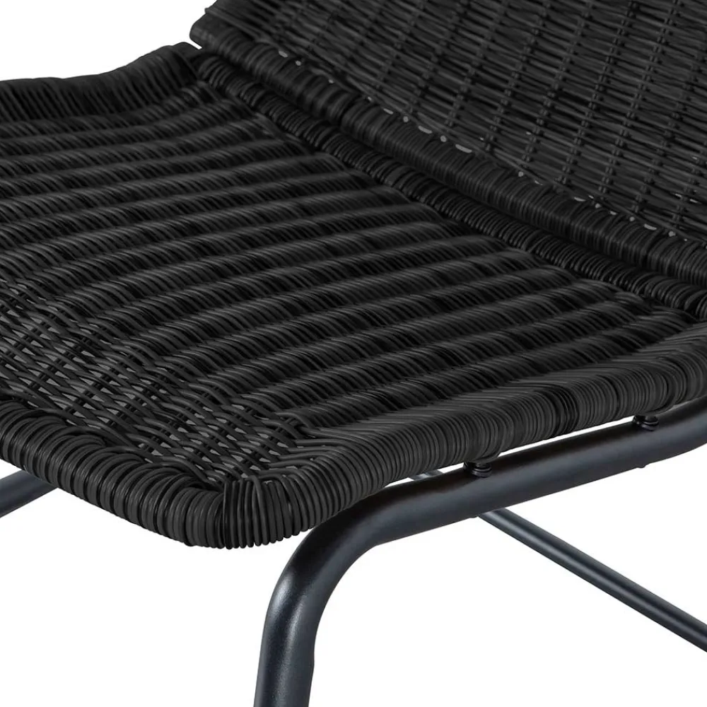 Wohnen Rattanmöbel*Skandi Schaukelstuhl aus Kunstrattan in Schwarz - Vurgos