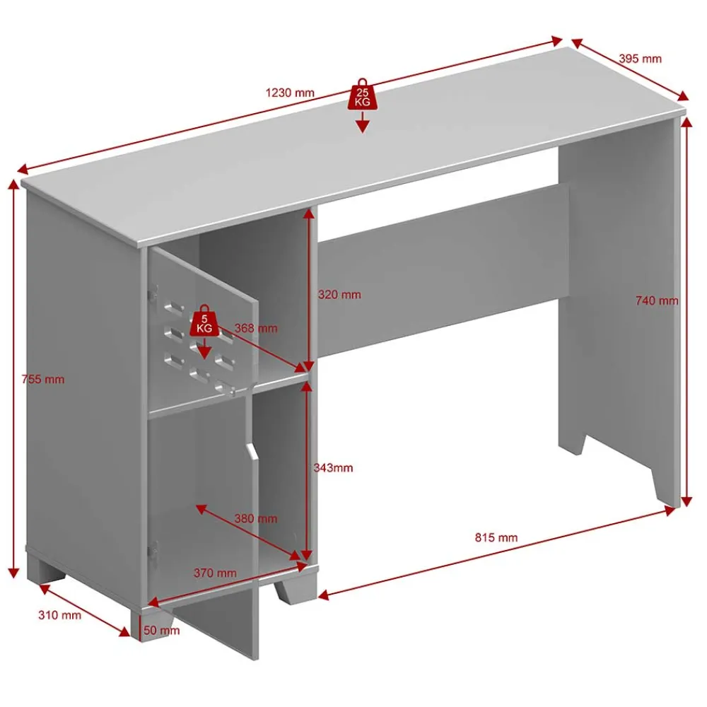 Wohnen Skandi Schreibtisch in Grau 123x40 cm - Niento