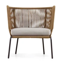 Wohnen Schwarze Möbel|Weiße Möbel*Skandi Sessel aus Geflecht Kordel in Beige - Suvacol (2er Set)