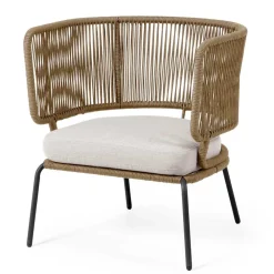 Wohnen Schwarze Möbel|Weiße Möbel*Skandi Sessel aus Geflecht Kordel in Beige - Suvacol (2er Set)