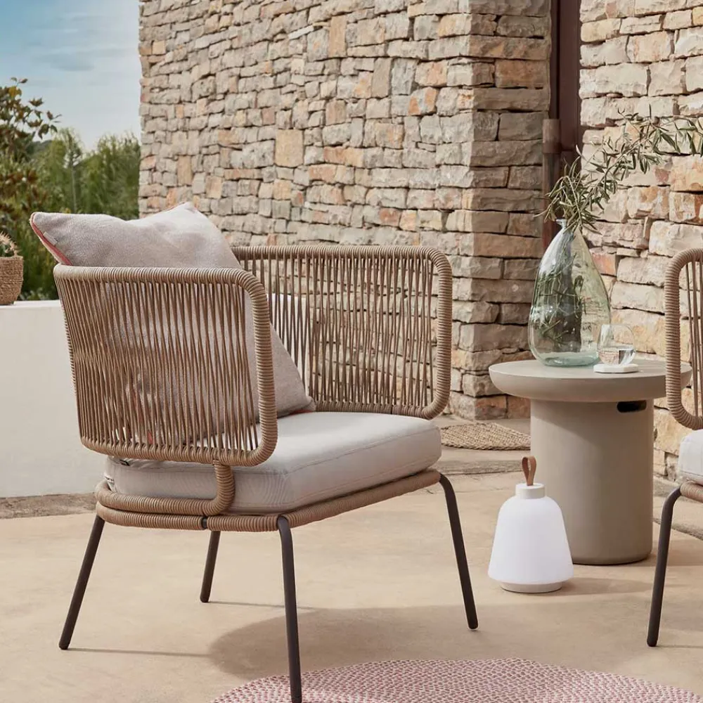 Wohnen Schwarze Möbel|Weiße Möbel*Skandi Sessel aus Geflecht Kordel in Beige - Suvacol (2er Set)