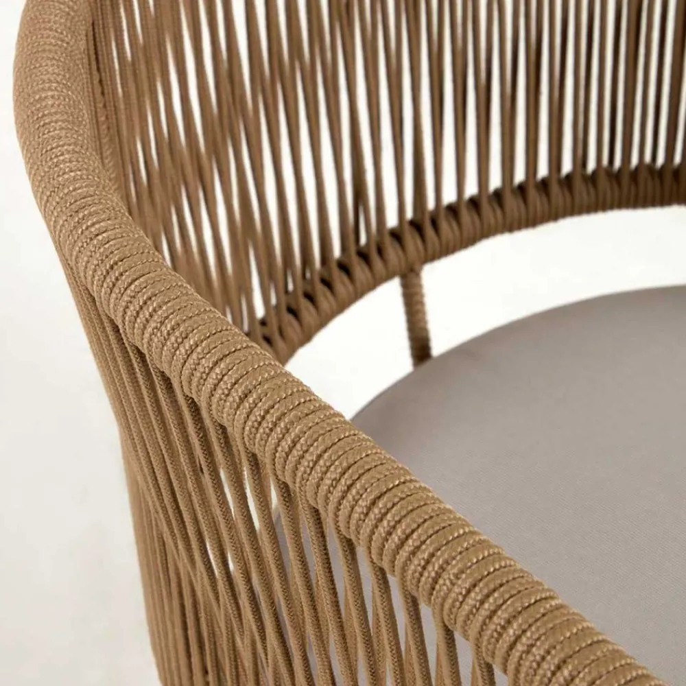 Wohnen Schwarze Möbel|Weiße Möbel*Skandi Sessel aus Geflecht Kordel in Beige - Suvacol (2er Set)