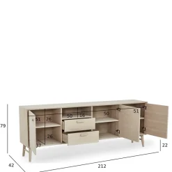 Wohnen Tv & Hifi-Möbel|Tv & Hifi-Möbel*Skandi Sideboard in Eiche Weiß - Lametla